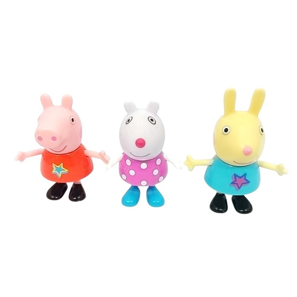 VTG Peppa Pig Suzy Sheep Rebecca Rabbit 3 Figure Set Toy Lot Nick Jr Kids Play